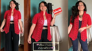 BELLO SUÉTER FÁCIL PUNTADA 🧥TEJIDA A CROCHET-Explica todas las Tallas/CROCHET SWEATER ALL SIZES