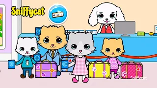 Cat Family Vacation Airport Travel and Airplane Trip | Stories for Kids | Yasa Pets