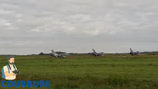 décollage f16 Florennes base militaire - f16 takeoff Florennes air base - courbure