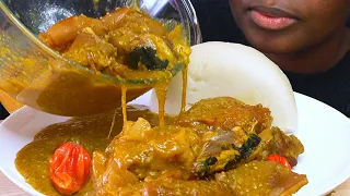 Spicy Ogbono Soup with assorted meat and Poundo Yam Fufu #fufumukbang #asmr #africanfood #eatingshow