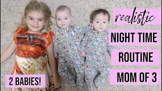 NIGHT TIME ROUTINE WITH 2 BABIES & 4-YEAR-OLD  | REALISTIC ROUTINE MOM OF 3 | + CLEANING MOTIVATION