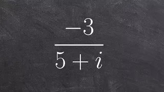 Algebra 2 - Learn how to divide a real number by a complex number by simplifying, -3/(5 + i)