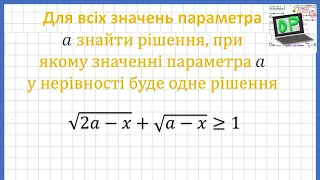 Рішення ірраціональної нерівності с параметром.