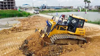 First Starting New Project Wonderful show Land fill up Processsing Dump truck & Dozer SHANTUi DH17C2