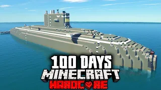 I Survived 100 Days on a Zombie SUBMARINE in Hardcore Minecraft