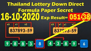16-10-2020 Thailand Lottery Down Direct Formula Paper Secret