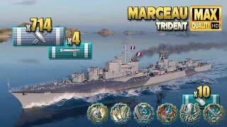 Destroyer Marceau: Action packed game on map Trident - World of Warships