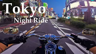 Tokyo night ride SHINJUKU GINZA Harley Davidson Fat Boy motorcycle asmr