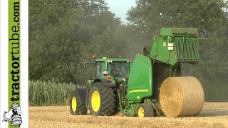 Rundballen pressen mit John Deere 7530 und Presse 864