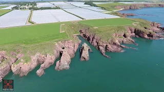 Arbroath Cliffs, Angus, Scotland Aerial Drone Video