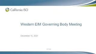 Dec 15, 2021 - Western EIM Governing Body Meeting