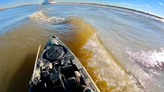 HIT broadside by wake: Old Town Big Water ePDL Kayak