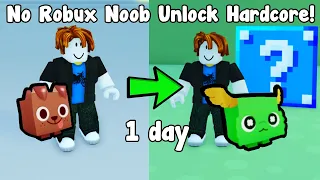 Noob With No Robux Unlocked Hardcore Mode In 1 Day! - Pet Simulator X Roblox