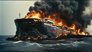 1 minute ago! Russian Cargo Ship Carrying THOUSANDS OF TONS OF Russian Oil Blown Up by Ukraine