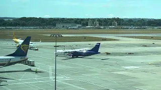 Eastern Airways ATR72-600 taxiing to stand at London Gatwick Airport LGW from Newquay Cornwall