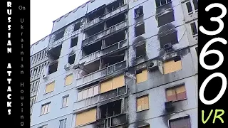 Russian missile on civilian Ukrainian housing -5k 360 VR-