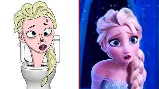 Skibidi Toilet Elsa Funny Drawing Meme | Frozen