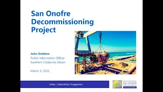 Update on the San Onofre Decommissioning Project