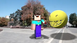 Minecraft Noob are Made Of TNT! (Help!) in Real Life vs Pacman