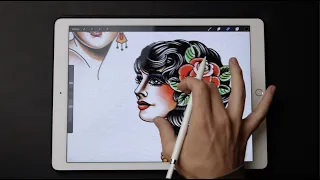 Girl Head: Customize lady head tattoos in Procreate