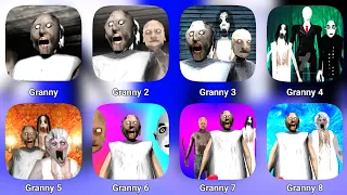 Granny 1, 2, 3, 4, 5, 6, 7 & 8 Gameplay || Granny Horror Game Gameplay || granny Mod