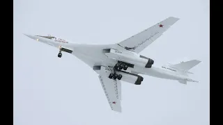 Two Russian Tu-160 strategic bombers perform flight over Arctic seas