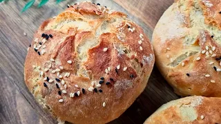 "Crispy Crunchy No-Knead Bread Recipe 🍞 Easy and Delicious😋 Try it for sure 👌