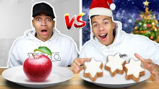 WEIHNACHTS ESSEN VS NORMALES ESSEN CHALLENGE !!! | Kelvin und Marvin