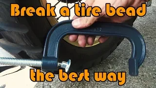 The best way to break a tire bead during motorcycle adventure - using only c clamp