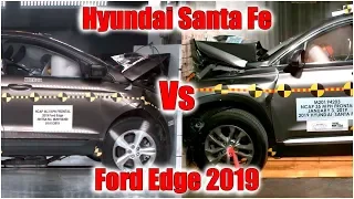 Фронтальный краш тест Hyundai Santa Fe и Ford Edge 2019