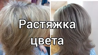 Окрашивание седых волос.Растяжка цвета.Краситель Эстель принс +.И краситель Эстель принс.