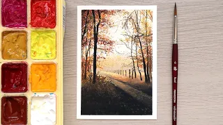 Autumn Trees Gouache Tutorial using Himi Gouache