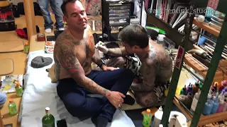 Horikashi of Gifu Japan, tattooing Horisumi of Sydney, Australia (Authentink Tattoo Studio)