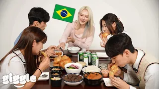 Korean Teens Try Famous Brazilian Food For the First Time! (With. Brazilian KPOP Idol)