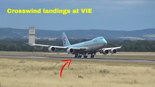 Amazing Crosswind Landings at Vienna Airport (runway 34 arrivals)