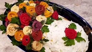 Салат ваза с розами, на праздничный стол