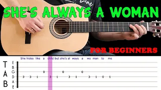 SHE'S ALWAYS A WOMAN | Easy guitar melody lesson for beginners (with tabs) - Billy Joel