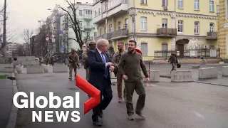 Boris Johnson tours Kyiv with Ukraine’s Volodymyr Zelenskyy