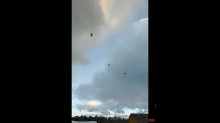 Russian military helicopters  flying towards Ukraine border