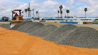 Skills Driver Bulldozer Working Spreading And Cutting Gravel Making Foundation Ring Road ( Part 2 )