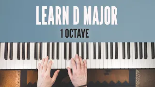 How to play D major scale on piano - Right Hand, Left Hand, Both Hands Together // 1 Octave tutorial