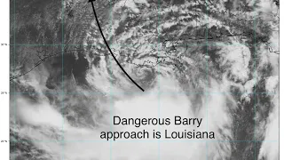 Tropical storm Barry bears down in Louisiana with torrential rainfall and surge.