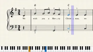 We Wish You a Merry Christmas - Easy Piano Sheet Music with Letters
