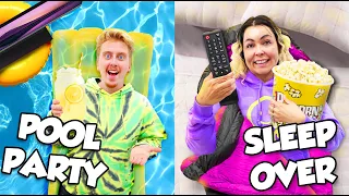 POOL PARTY VS SLEEPOVER PARTY CHALLENGE!