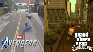 When GTA San Andreas Spider-Man mod has better web-swinging than Marvel's Avengers