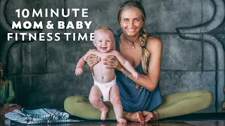 Postnatal Yoga Workout | 10 Min Fun Post Pregnancy Fitness With BABY!