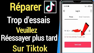 Réparer! Trop de tentatives, veuillez réessayer Lettre TikTok || Problème de connexion TikTok résolu