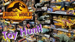 Jurassic World toy hunt! Insane MASSIVE haul Jurassic world Dominion toys! Plus new Dino trackers