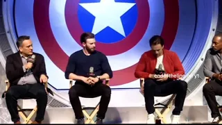 Sebastian Stan & Chris Evans see a spider on Sebs chair