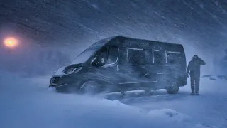 Surviving Massive Blizzard, Extreme Winter Van Life, Cozy Camping in Snow Storm & Hurricane #vanlife